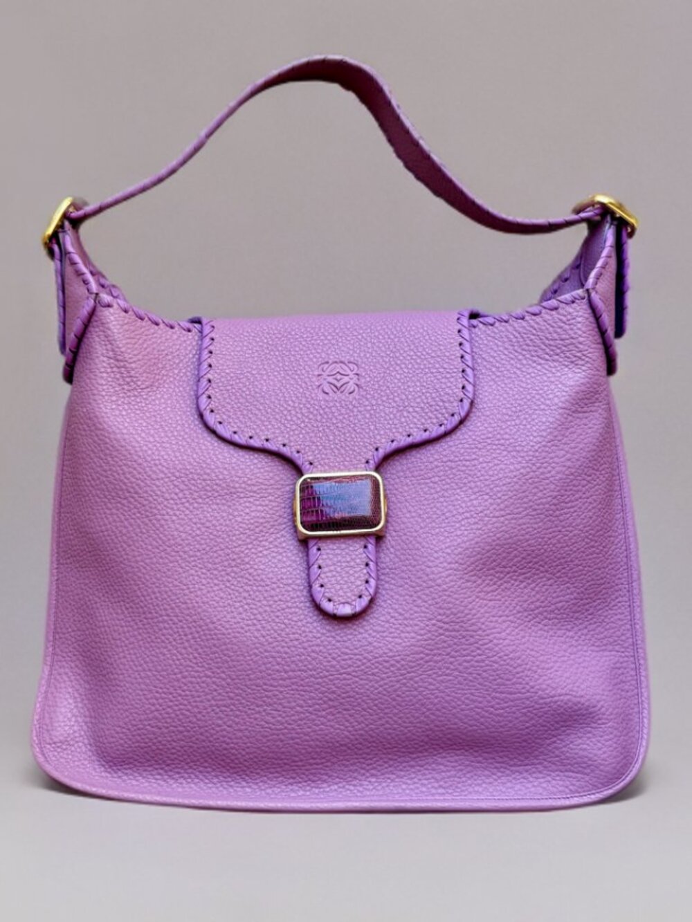 Loewe Purple Pebble Leather Granada Shoulder Bag
